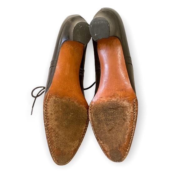 Vintage‎ 90s Robert Clergerie Black leather Lace Up shoes with brogue.  Sz 7.5 - Picture 8 of 13